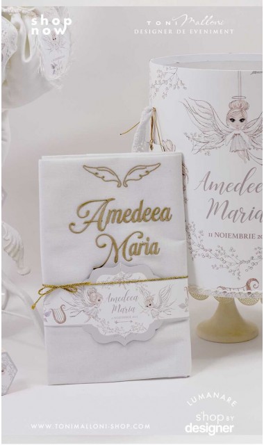 Trusou botez alb cu ingeri ideal pentru iarna Ingerul alb 3